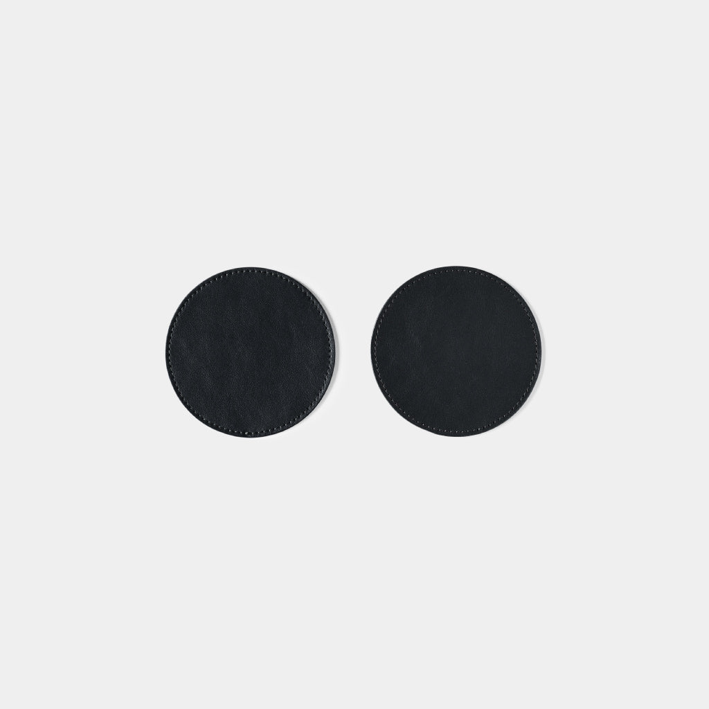 Leather Coasters Round - Black