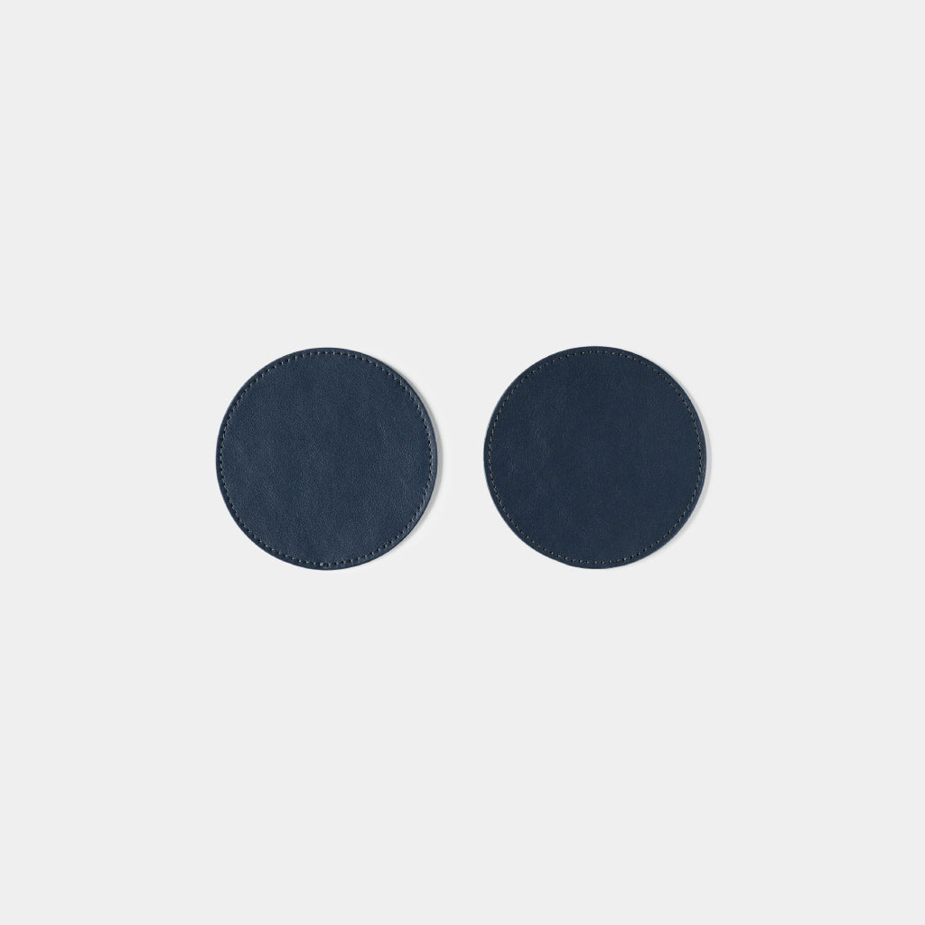 Leather Coasters Round - Navy