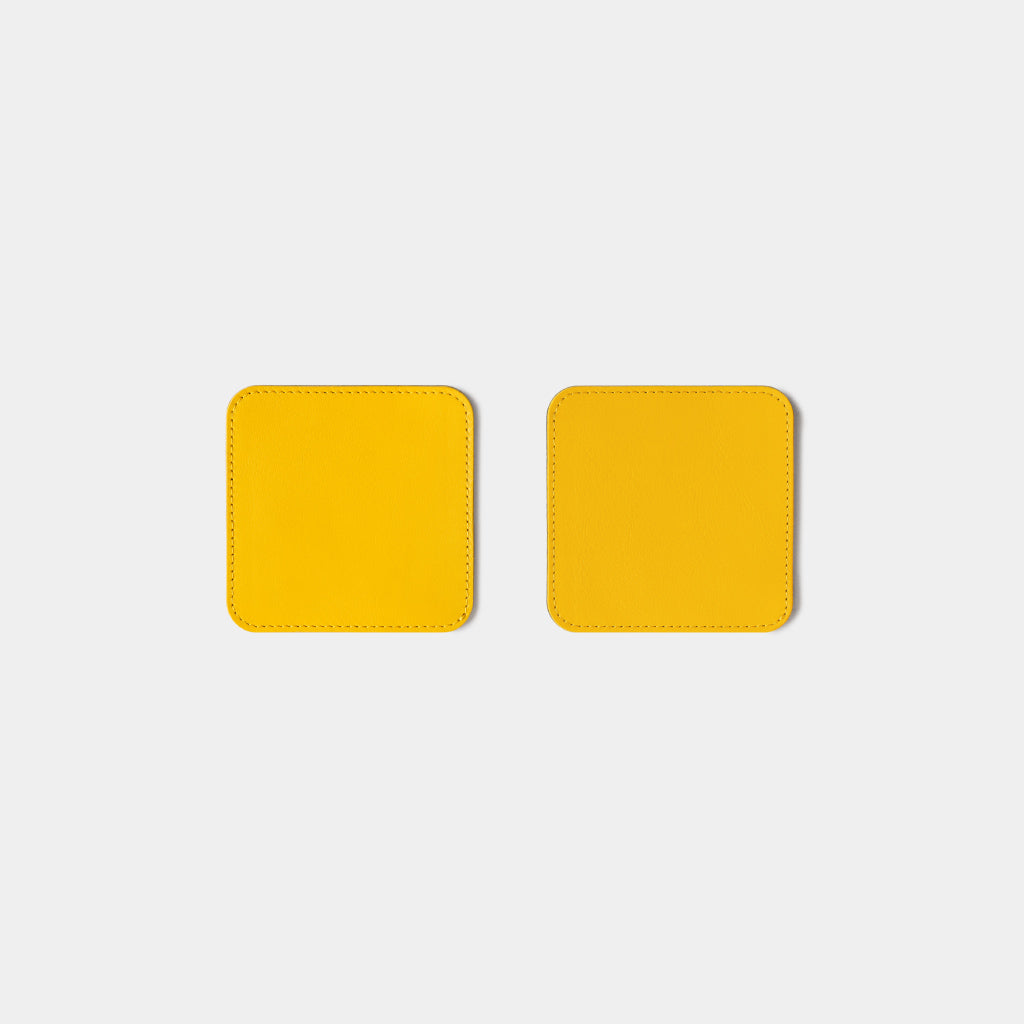 Leather Coasters Square - Lemon