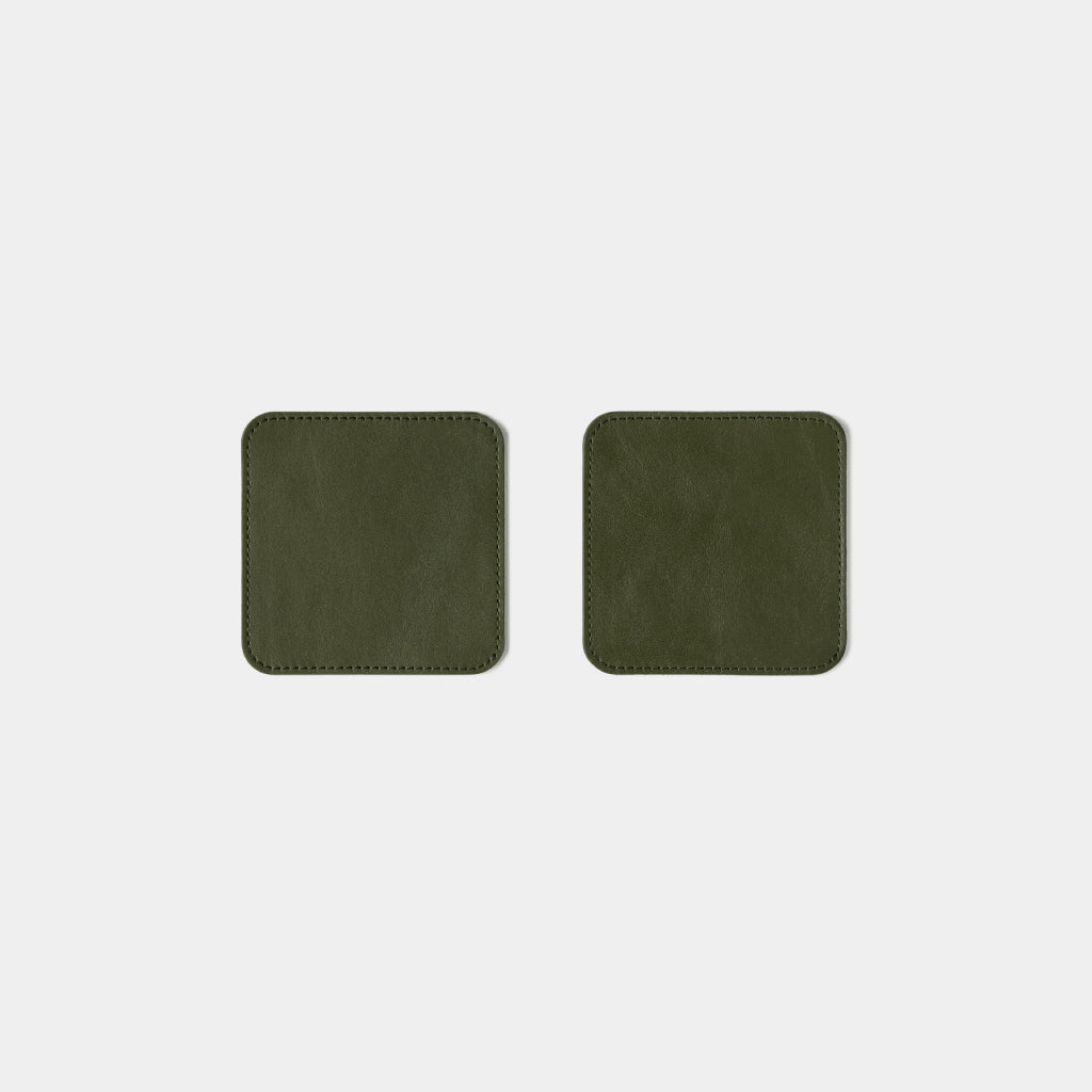 Leather Coasters Square - Olive