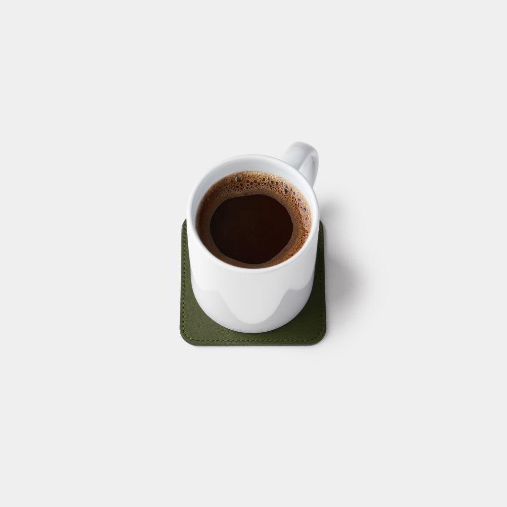 Leather Coasters Square - Olive