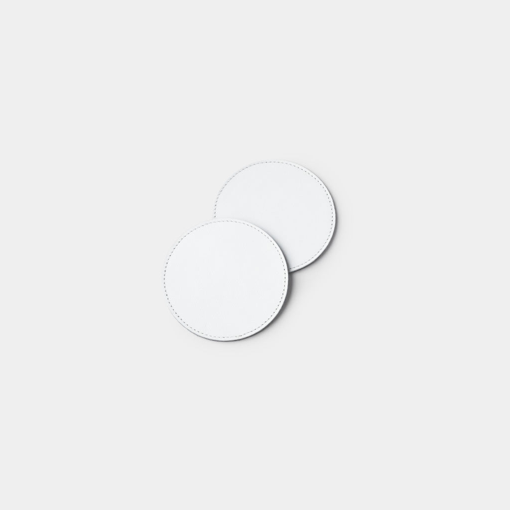 Leather Coasters Round - White