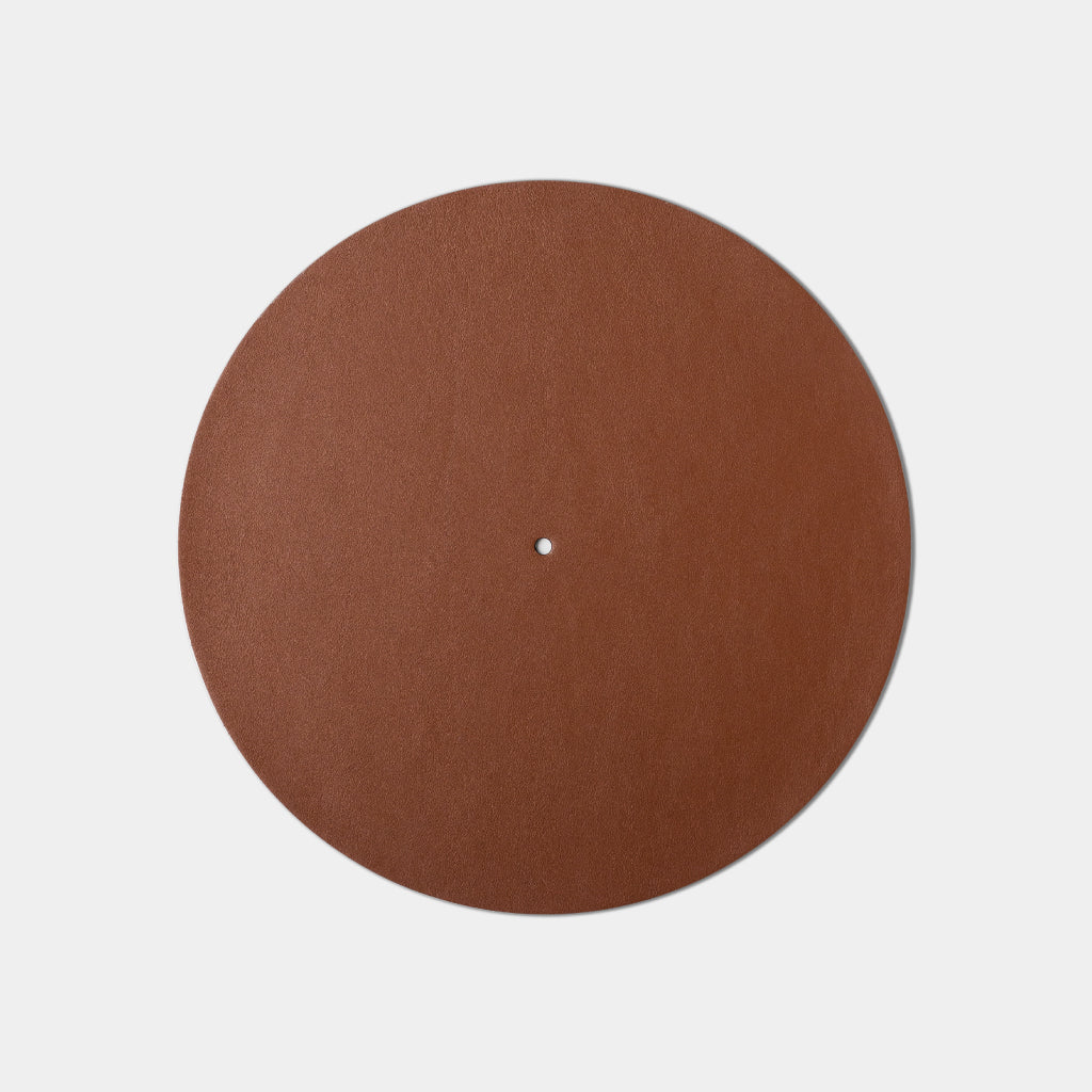 Turntable Leather Platter Mat - Caramel