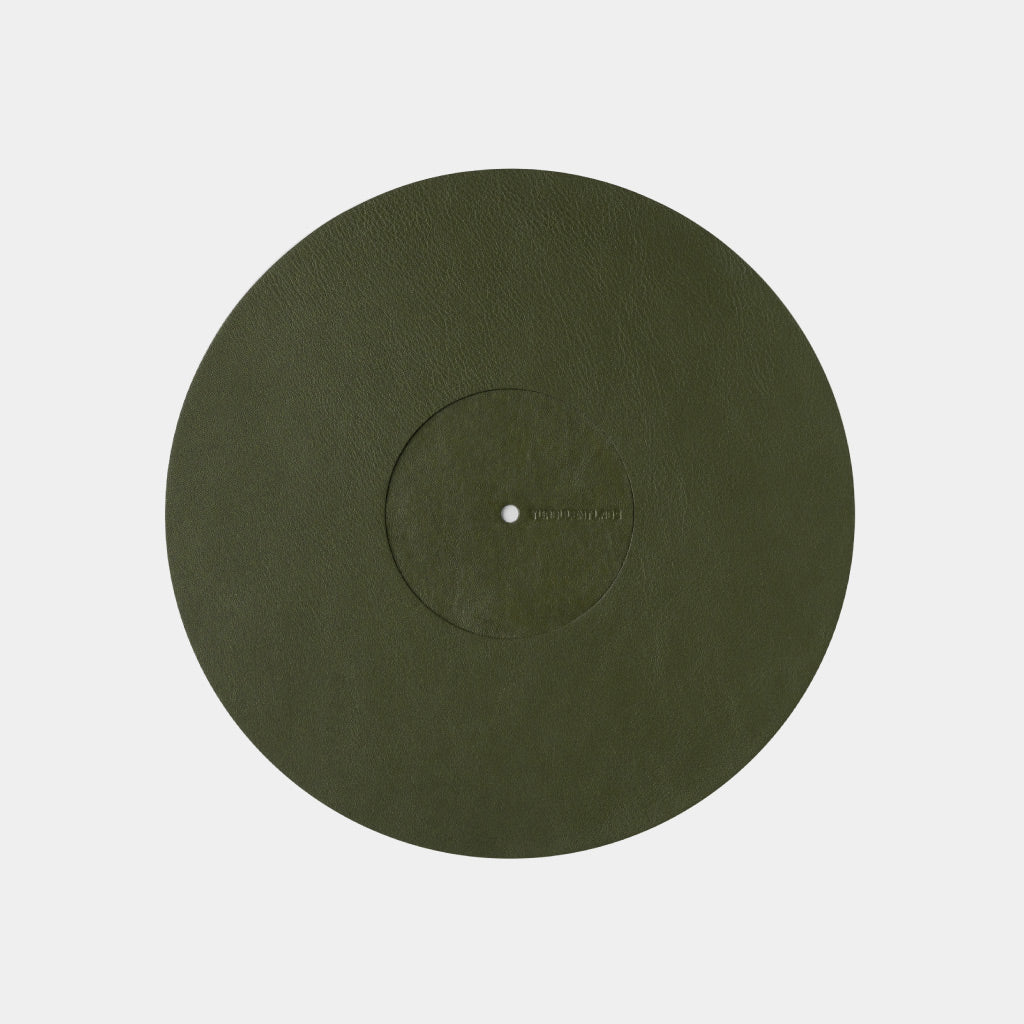 Turntable Leather Platter Mat - Olive