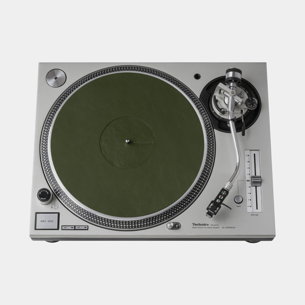 Turntable Leather Platter Mat - Olive