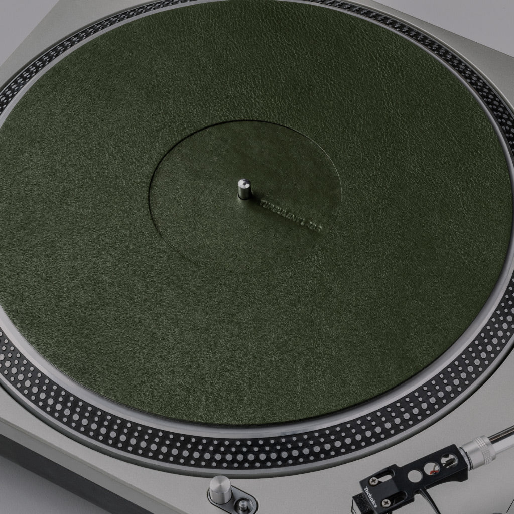 Turntable Leather Platter Mat - Olive